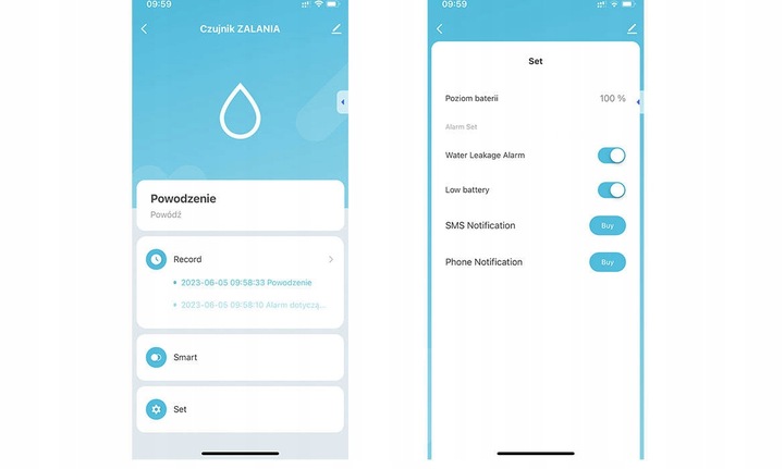 CZUJNIK ZALANIA wycieku wody WIFI TUYA sensor