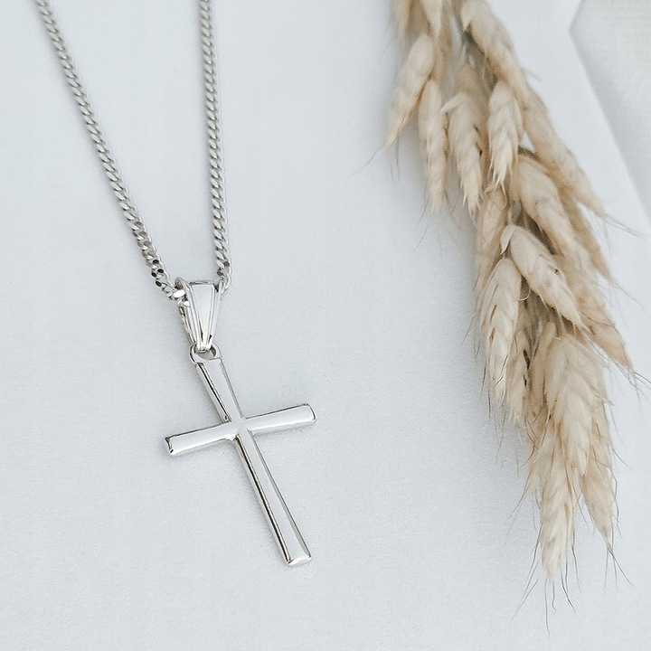 Pamiątka Komunii Świętej Srebrny łańcuszek z krzyżykiem srebro 925