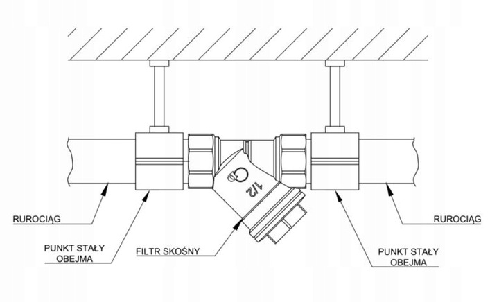 Filtr skośny do wody 1 cala DN 25 mosiężny