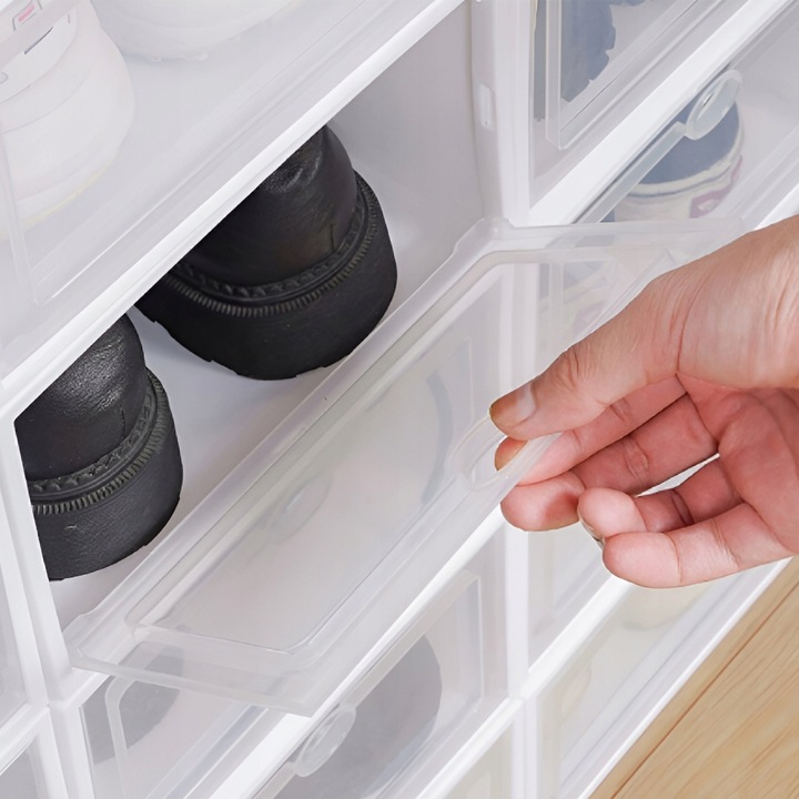 10 x PUDEŁKO POJEMNIK ORGANIZER NA BUTY Z KLAPĄ SZAFKA MODUŁOWA BIAŁA