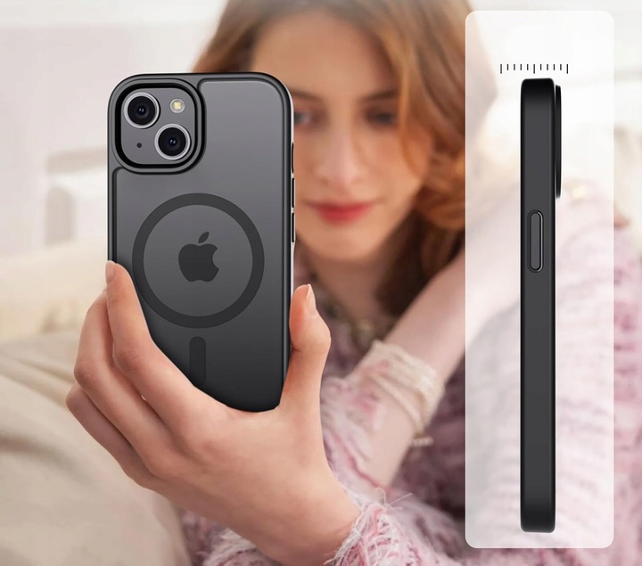 Etui do iPhone 15 do MagSafe MATT CASE WZMACNIANE 360° + 2x Szkło na ekran