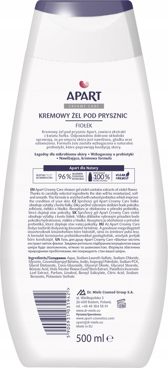 Apart Żel pod Prysznic Damski Vegan 96% Skł Pochodzenia Naturalnego 3x500ml