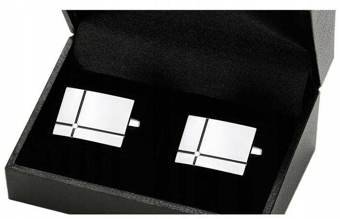 ELEGANCKIE SPINKI + PUDEŁKO Stalowe Spinki do Mankietów Koszuli GREG D56