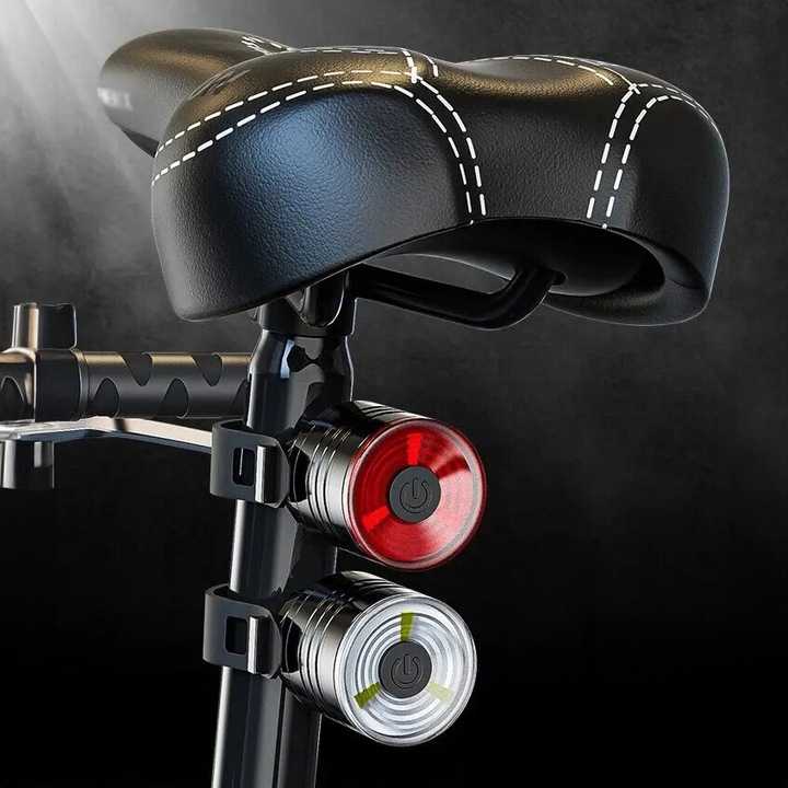 LAMPKA ROWEROWA PRZÓD TYŁ LED LAMPKI DO ROWERU NA KIEROWNICĘ ZESTAW BATERIE