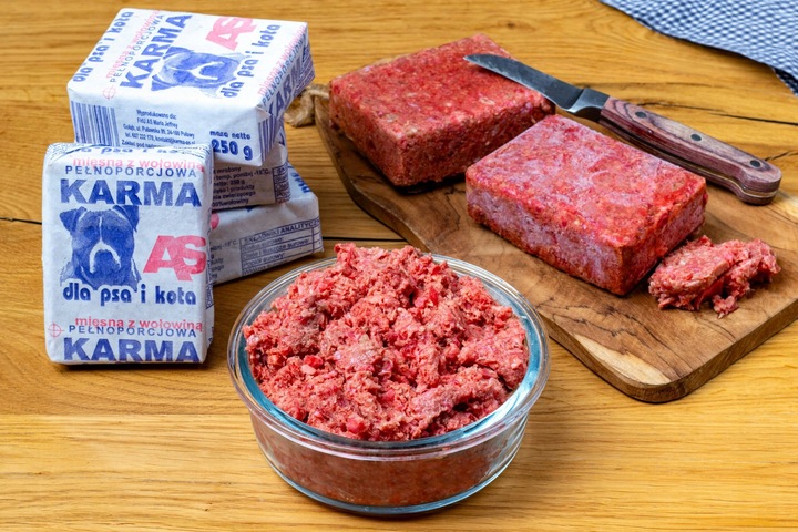 Karma dla Psa Mięso Mrożone Wołowe Bez Kości Surowe Świeże AS 10 kg BARF
