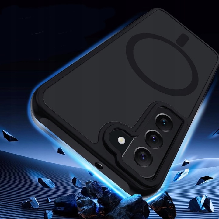 Etui do SAMSUNG S22 5G do MagSafe CZARNY MAT + SZKŁO HARTOWANE