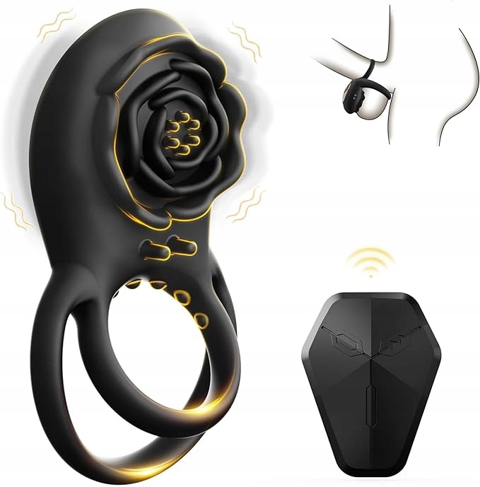 Męski wibrujący pierścień na penisa z różanym stymulatorem łechtaczki 8