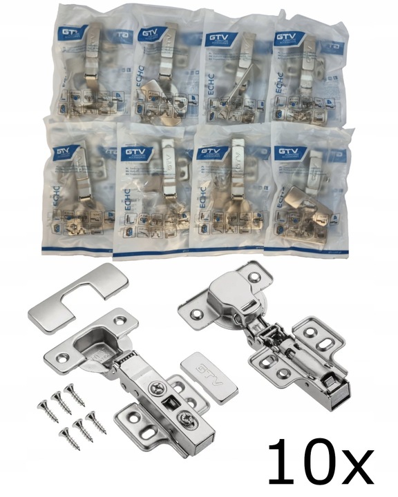 10x Zawias meblowy nakładany cichy domyk GTV PRESTIGE ZM-ECHC09H04-BE