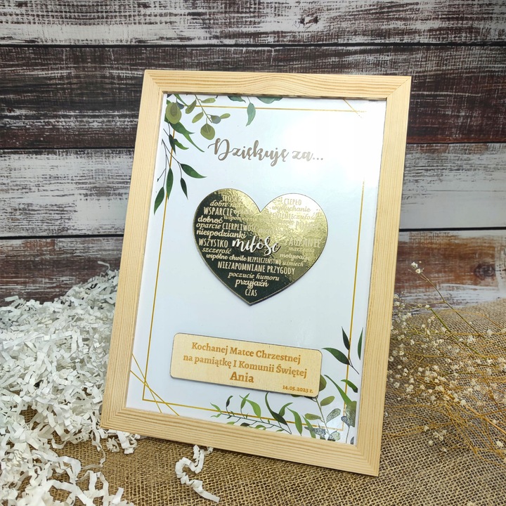 PREZENT PODZIĘKOWANIE DLA CHRZESTNYCH DZIADKÓW A4 RAMKA GRAWER ZŁOTE