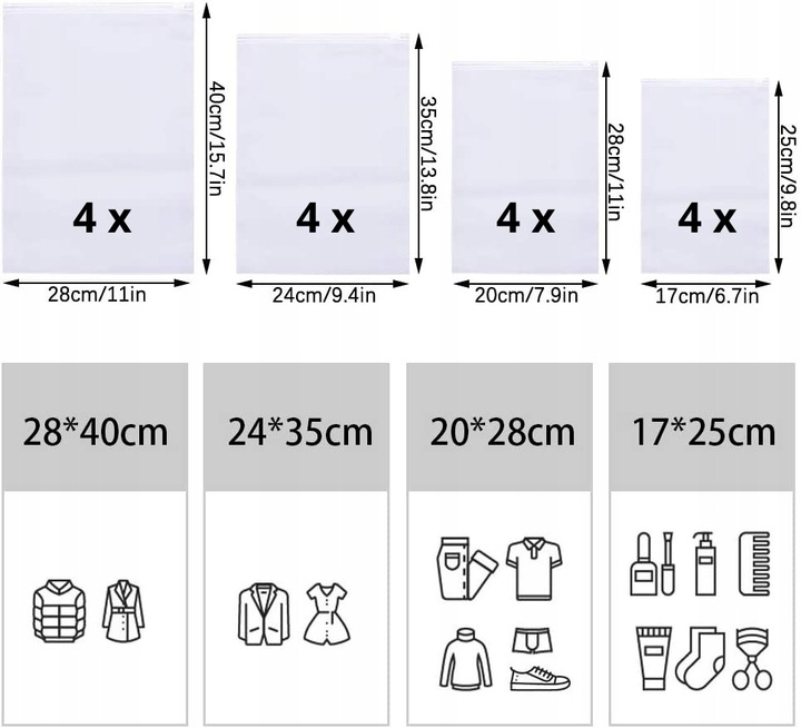 Organizer Podróżny Do Walizki Torby Szafy Zestaw 16 Szt Ubrania I Buty