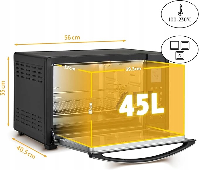 Piekarnik First Austria 45L LED Dotykowy 2000W z Rożnem i Grillem