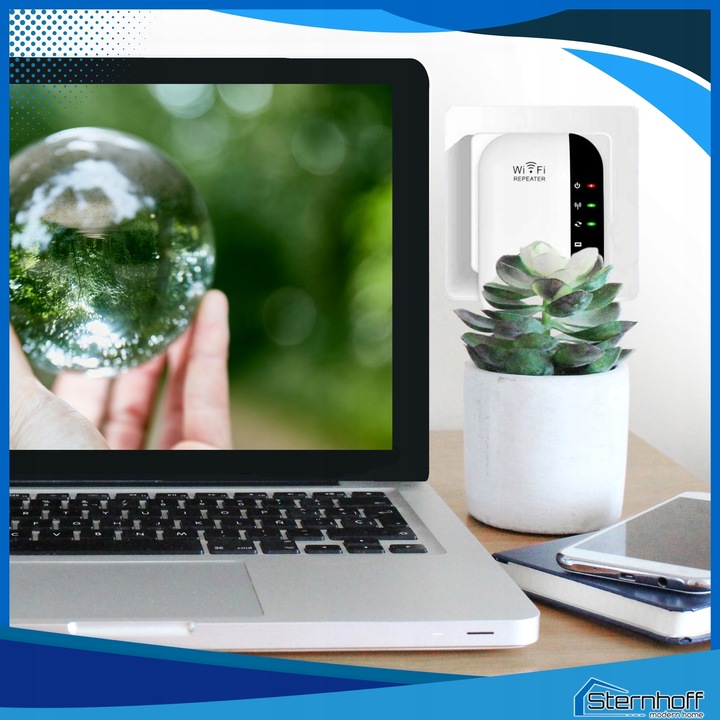 WZMACNIACZ SYGNAŁU SIECI WIFI MOCNY ZASIĘG 300 Mb/s +KABEL LAN NIE PRZERYWA