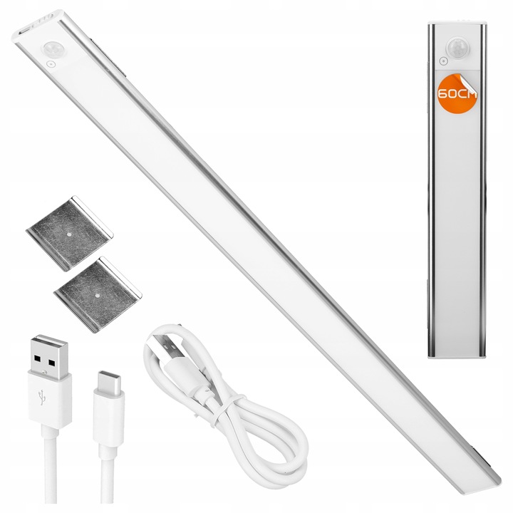 Lampa Podszafkowa Kuchenna LED Listwa Do Szafy Czujnik Baterie Magnes 60cm