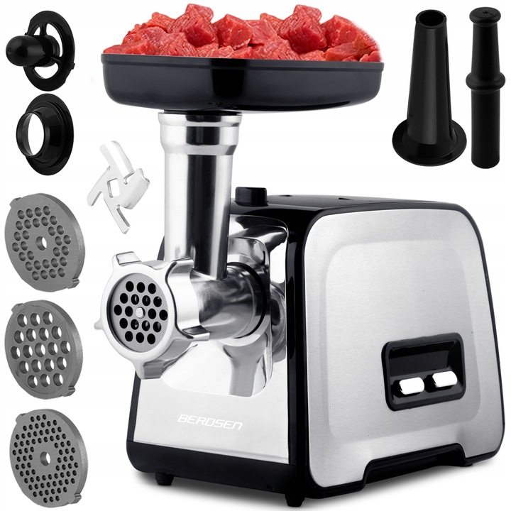 Maszynka do mielenia mięsa Berdsen 1200W Komplet nasadek i sitek