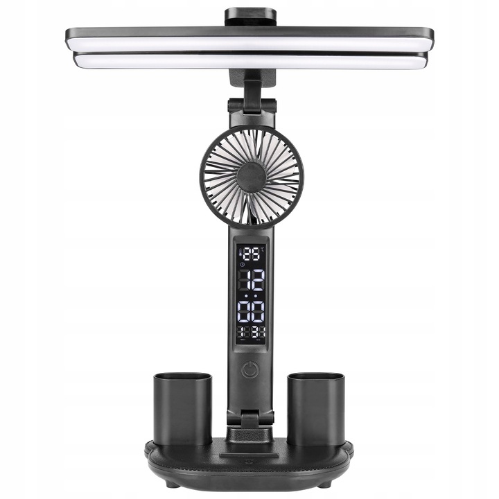 LAMPKA NA BIURKO BIURKOWA NOCNA LED z wiatrakiem zegarem szkolna