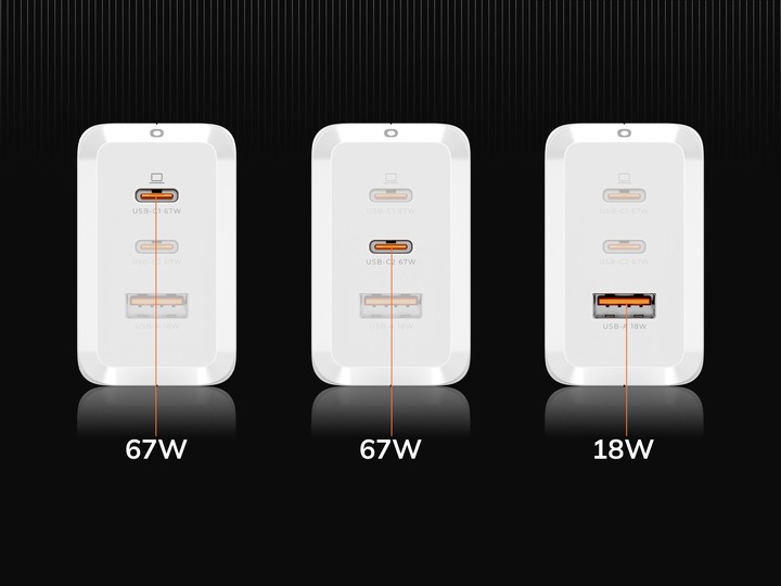 SZYBKA ŁADOWARKA USB C UNIWERSALNA 3x USB 67W 65W TYP C + KABEL USB C 100W