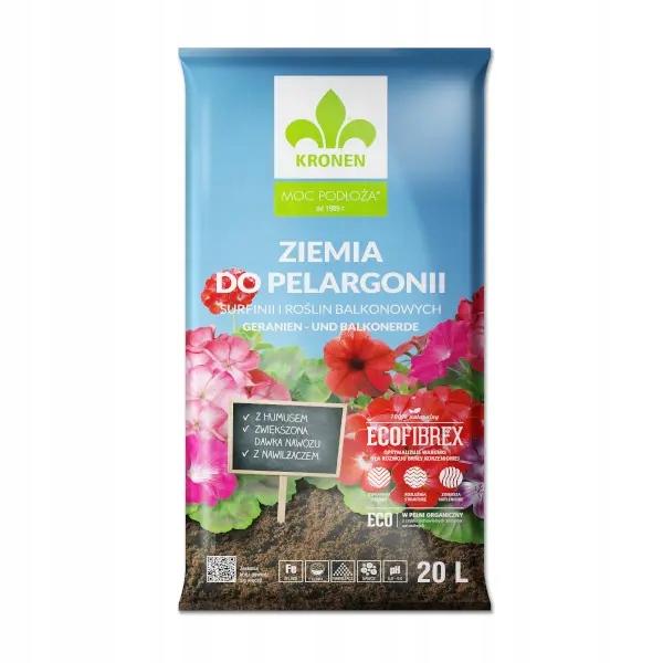 ZIEMIA DO PELARGONII SURFINII BEGONII PETUNII BRATKÓW balkonowych 60L nawóz