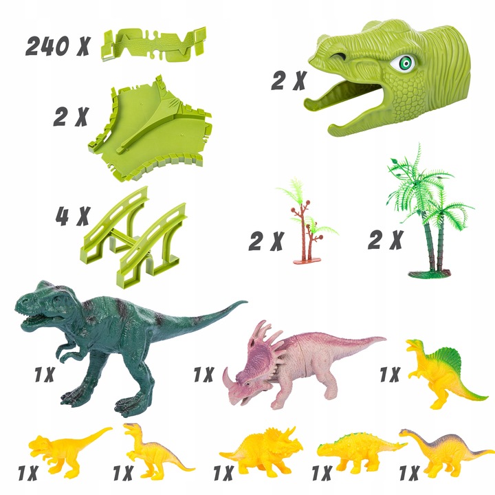 MEGA TOR WYŚCIGOWY PARK DINOZAURÓW MAGIC TRACK 270 elementów, 360cm TOR