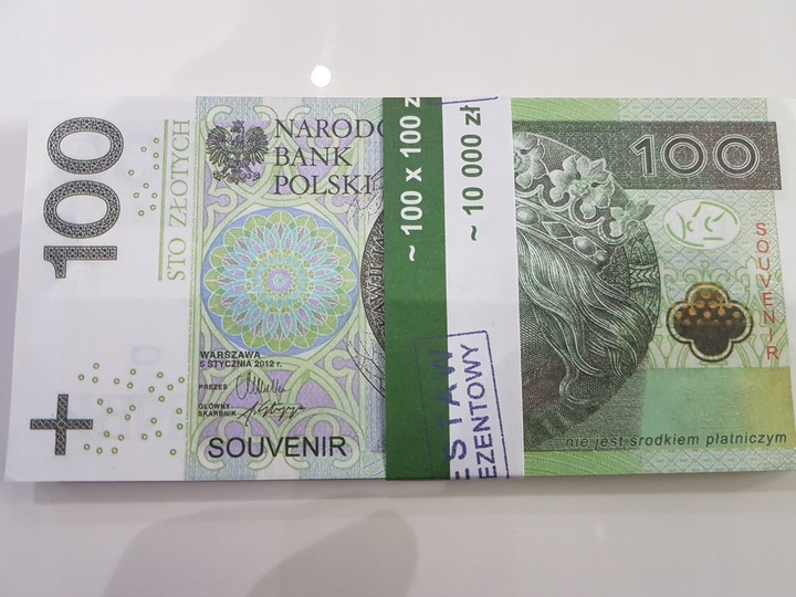 100złotych banknoty do zabawy i nauki plik 50szt