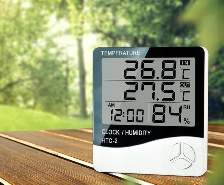 HIGROMETR TERMOMETR BEZPRZEWODOWA STACJA POGODY Z SONDĄ CZUJNIK ZEGAR