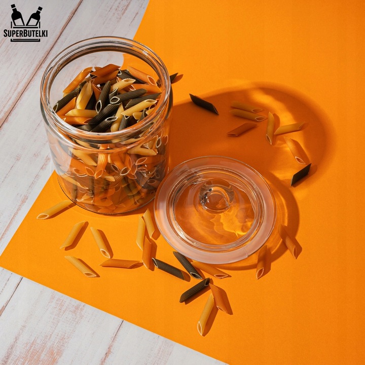 SZKLANY POJEMNIK KUCHENNY 2L SŁOIK NA HERBATĘ KAWĘ ORZECHY CIASTKA