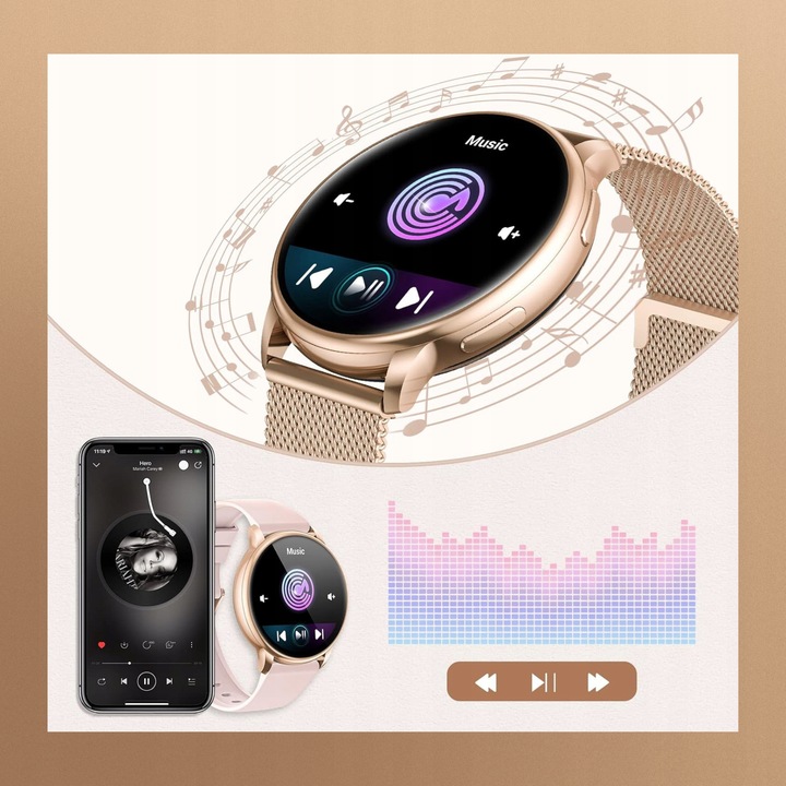 SMARTWATCH ZEGAREK DAMSKI MENU POLSKIE FUNKCJA DZWONIENIA SMART WATCH PULS