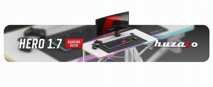 Biurko Gamingowe RGB Stolik Biurowy Gracza LED z Pilotem Carbon Huzaro