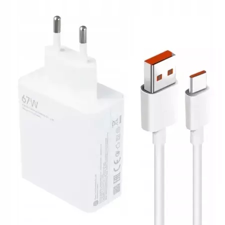 ZESTAW XIAOMI MOCNA ORYGINALNA ŁADOWARKA SIECIOWA 67W QC 3.0 + KABEL