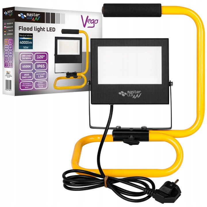 HALOGEN LED naświetlacz lampa 50W przenośny 4500K roboczy budowlany