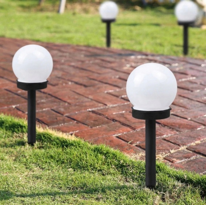 12x Lampa ogrodowa wbijana LED SOLARNA KULA BIAŁA 10 cm