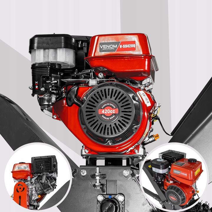 POTĘŻNY ROZDRABNIACZ SPALINOWY DO GAŁĘZI 120 MM SILNIK 420 CC ZACZEP