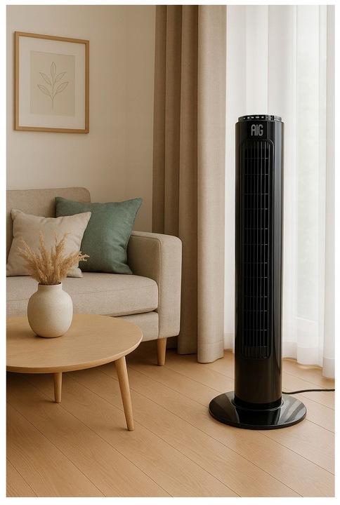 WENTYLATOR KOLUMNOWY DUŻY WIATRAK PODŁOGOWY TIMER OSCYLACJA KOLUMNA