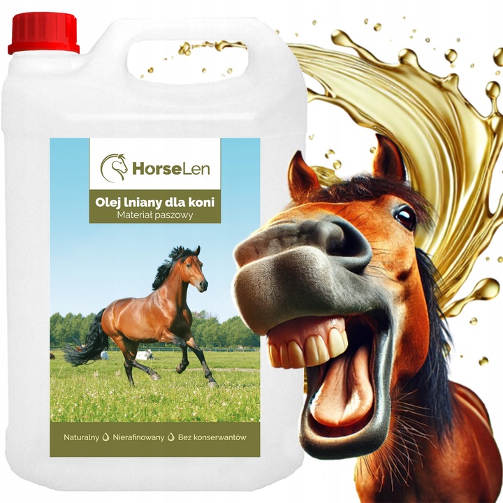 OLEJ LNIANY 5L DLA KONI HORSELEN zdrowa skóra sierść