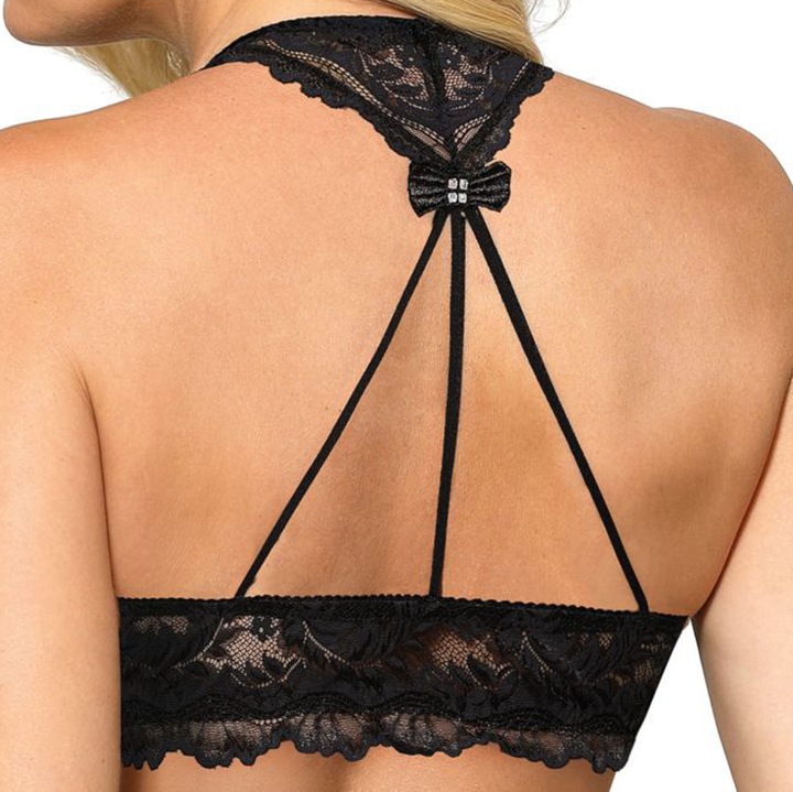 Biustonosz Zapinany z Przodu Push Up Koronkowy Szyty w Polsce Czarny 85C