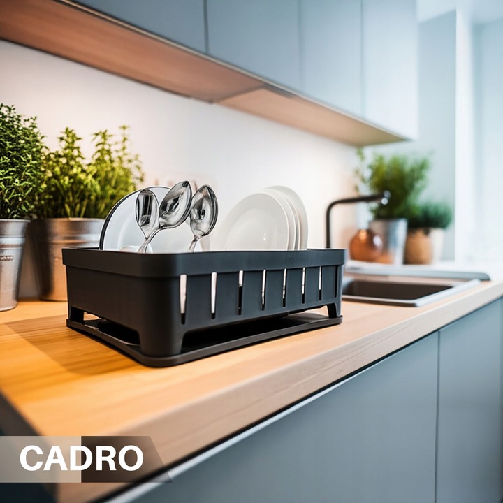 SUSZARKA DO NACZYŃ stojąca ociekacz naczynia talerze sztućce czarna