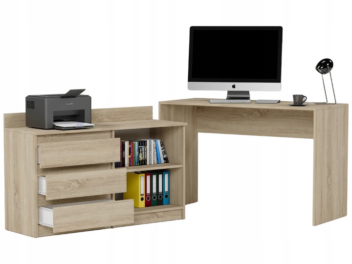 Biurko narożne i komoda zestaw 120x50 sonoma N-15