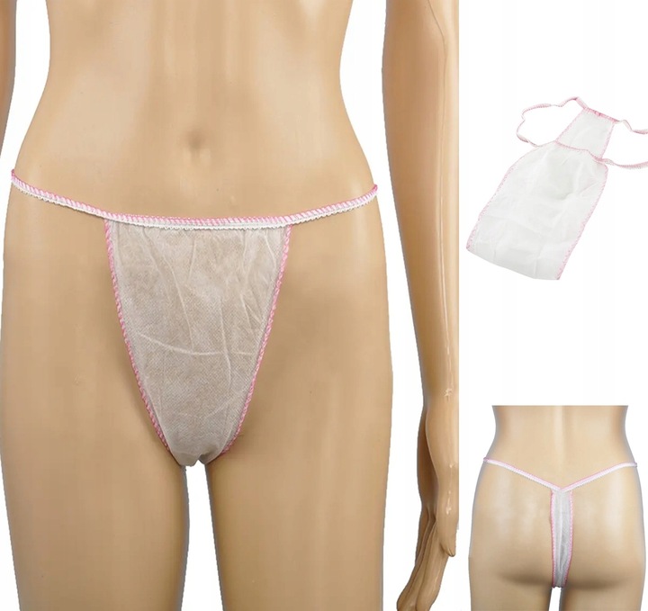 Włókninowe Stringi Majtki Jednorazowe Białe Damskie Masażu Zabiegów 100szt.