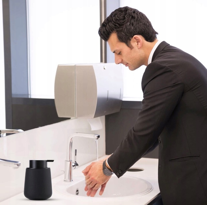 Dozownik mydła Dyspenser Płynu Ceramiczny Czarny Duży Ręczny z pompką