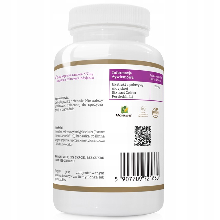 Forskolin 777mg SPALACZ TŁUSZCZU WAGA POKRZYWA INDYJSKA FORKOLINA 270 kap