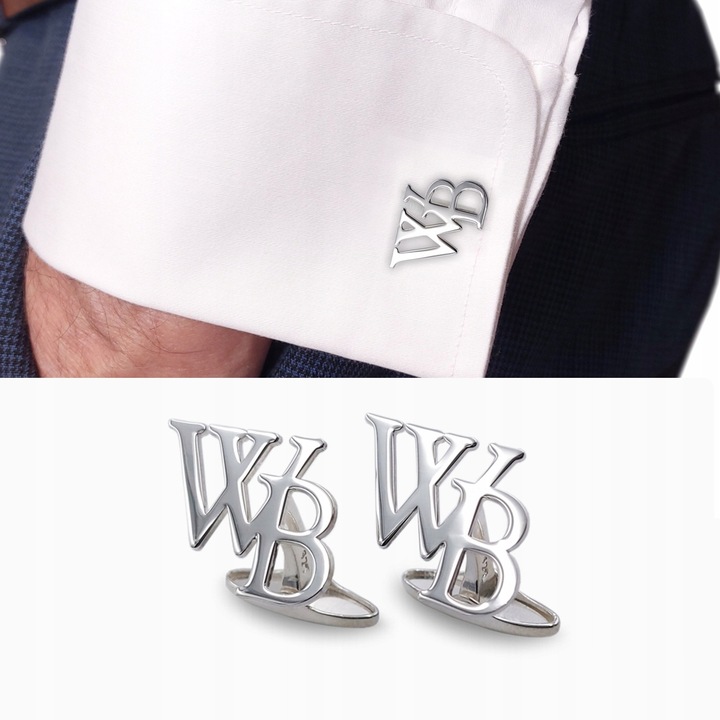 Spinki do mankietów inicjały Litera Litery Prezent