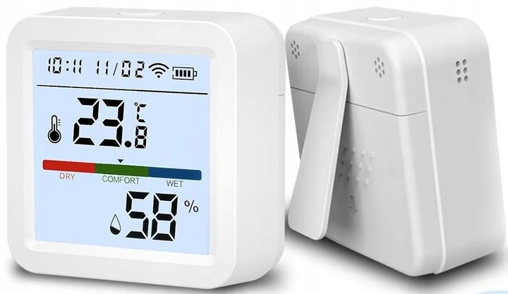 Termometr Czujnik Temperatury Wilgotności i Zegar TUYA SMART LIFE WIFI LCD