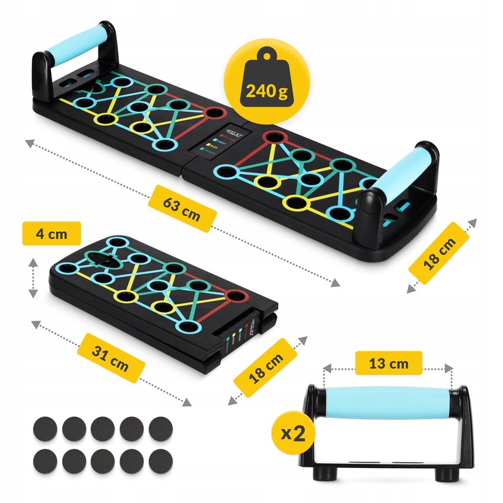 DESKA DO POMPEK PLATFORMA DO ĆWICZEŃ UCHWYTY WIELOFUNKCYJNA PUSH UP BOARD