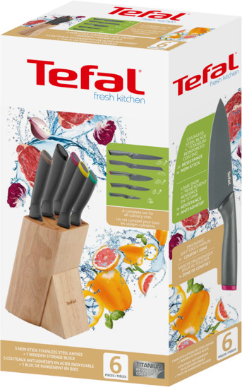 Noże w bloku TEFAL Fresh Kitchen 6el stal