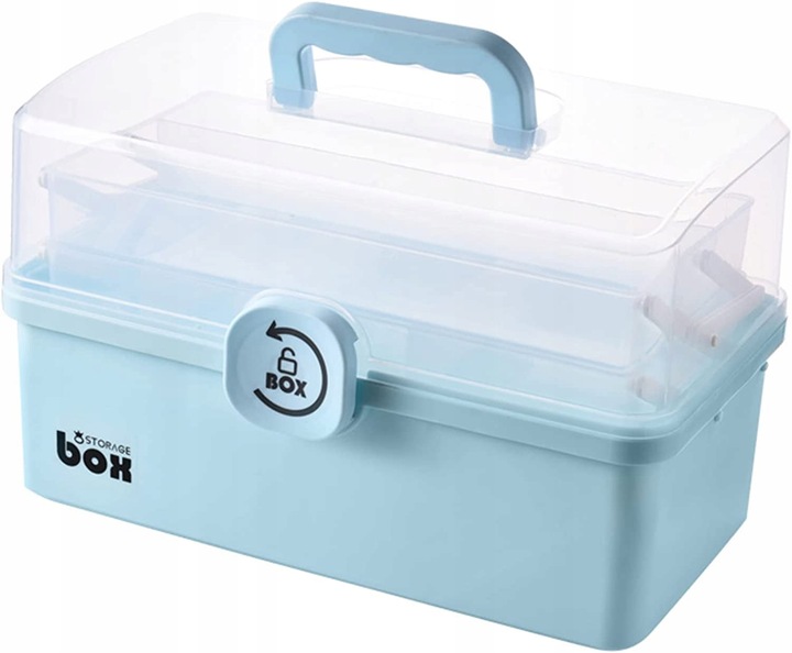 ORGANIZER POJEMNIK NA LEKI KASETKA APTECZKA DWUPOZIOMOWA Z BLOKADĄ DUŻA XXL