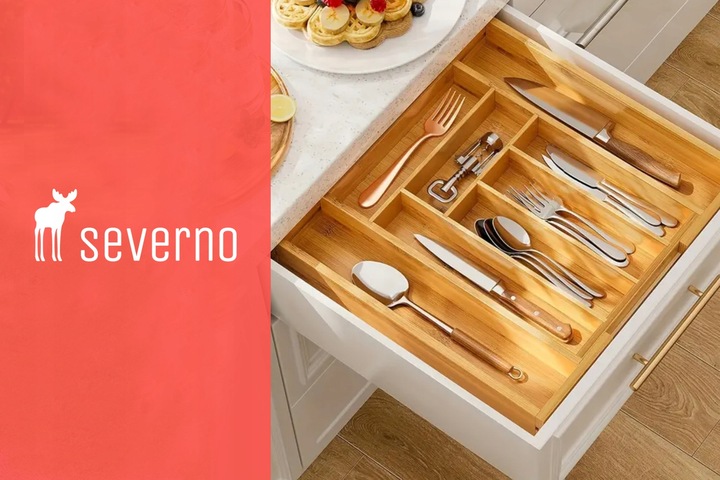 WKŁAD ORGANIZER DO SZUFLADY KUCHENNEJ NA SZTUĆCE BAMBUSOWY PREMIUM XXL