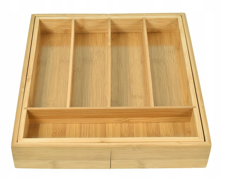 WKŁAD DO SZUFLADY NA SZTUĆCE BAMBUSOWY DREWNIANY ORGANIZER ROZSUWANY