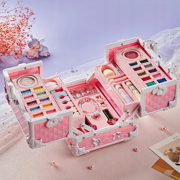 DUŻY ZESTAW KOSMETYKÓW DO MAKIJAŻU I PAZNOKCI MAKEUP DLA DZIECI PREZENT