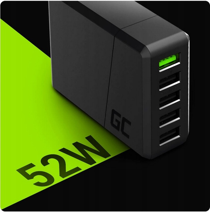 ŁADOWARKA SIECIOWA SZYBKA GC 52W 5x USB 5 PORTÓW WYCISKACZ DO PASTY