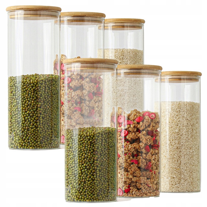 6 Pojemnik słoik szklany 1500ml kuchenny na produkty sypkie makaron żywność