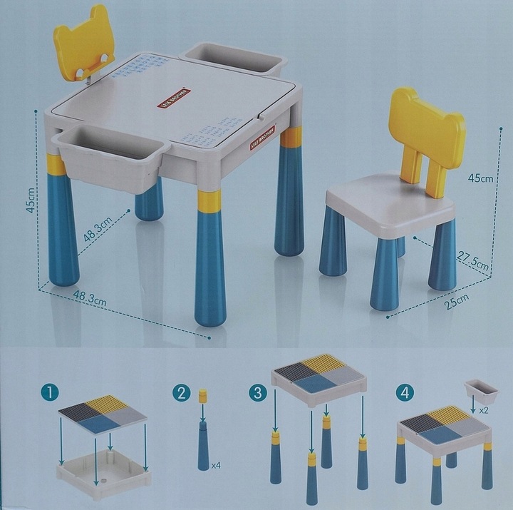 WIELOFUNKCYJNY STOLIK BLAT DO KLOCKÓW plus KRZESŁO